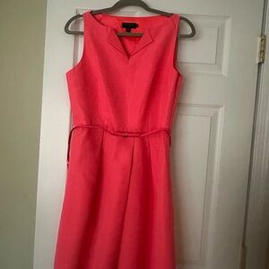 Tory Burch Bright Coral Sleeveless Belted Midi Dress